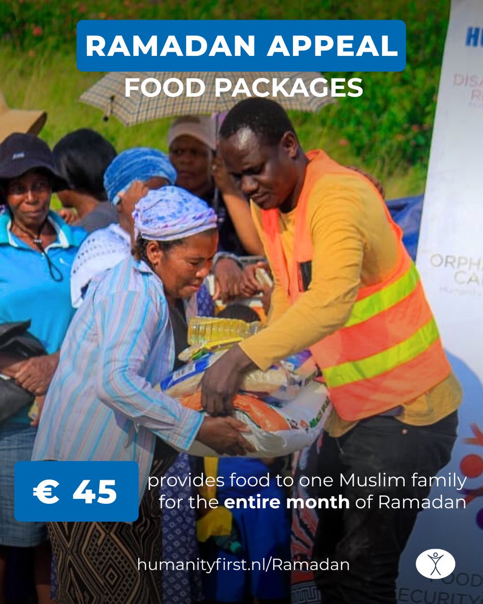 HumanityFirstNL's tweet photo. Ramadan Food Packages 🕌🌙 

Using your donations, food packages are being distributed in Africa. 💙

Please donate. It saves lives.
🔗 https://t.co/tJf49nhnxN