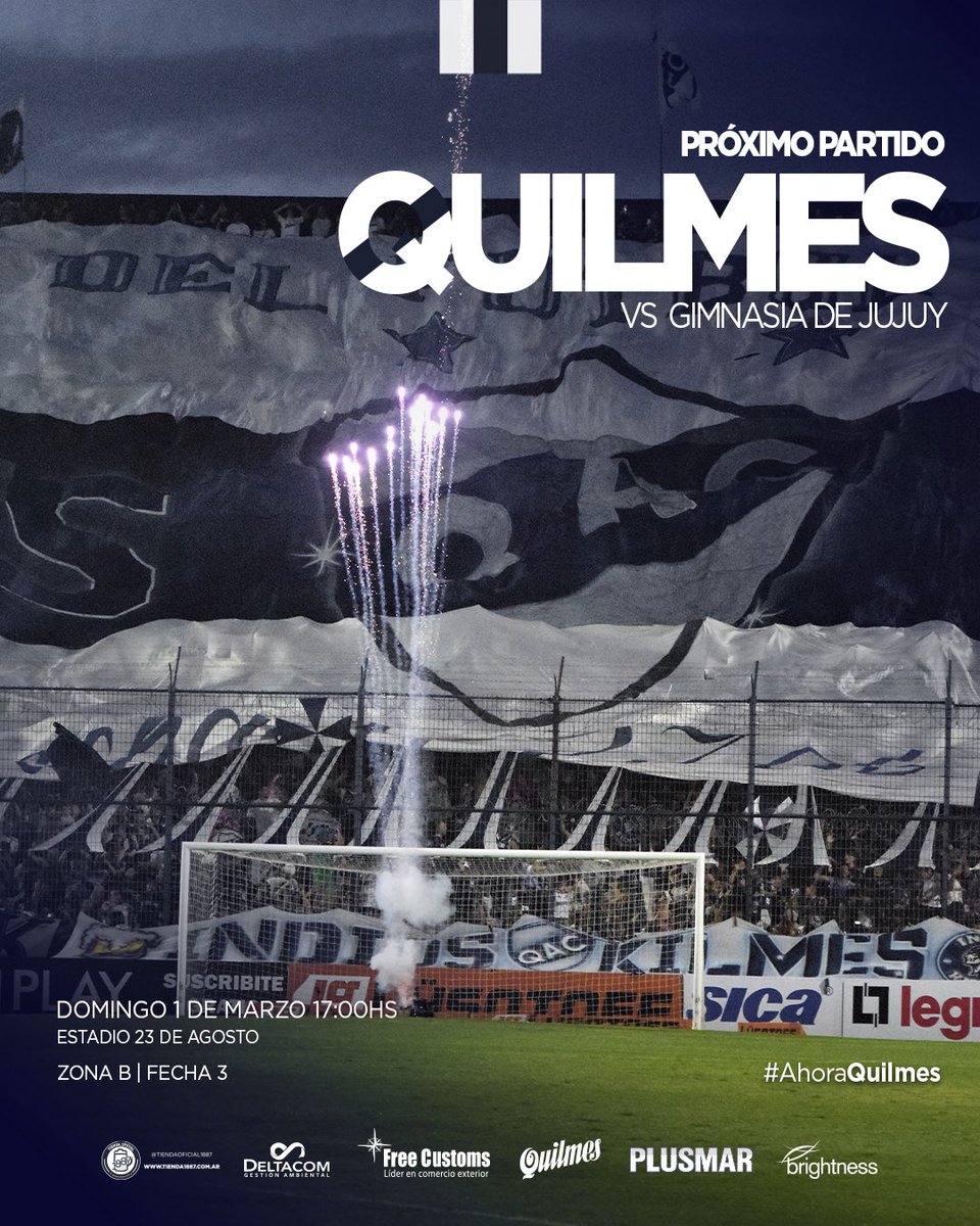 🔜 𝐓𝐞𝐫𝐜𝐞𝐫𝐚 𝐟𝐞𝐜𝐡𝐚

⚽ vs Gimnasia de Jujuy
📍Estadio 23 de agosto 
🗓️ Domingo 1 de marzo 
🕓 17 hs. 

#AhoraQuilmes 🇫🇮