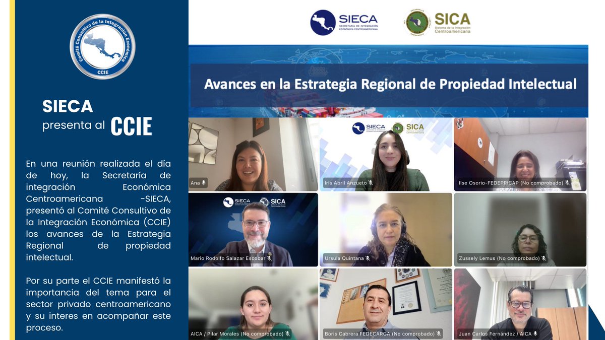 CCIE_CA's tweet photo. @CCIE_CA se reunió con @sg_sieca para conocer los avances de la Estrategia Regional de Propiedad Intelectual. Se reiteró el interés del sector privado de participar en  este proceso. @dfortinv @FEDEPRICAP_CA @fecamco @Fecaica_ @Fecagro @fecatrans0214 @fedecarga https://t.co/eSmh8ADuky