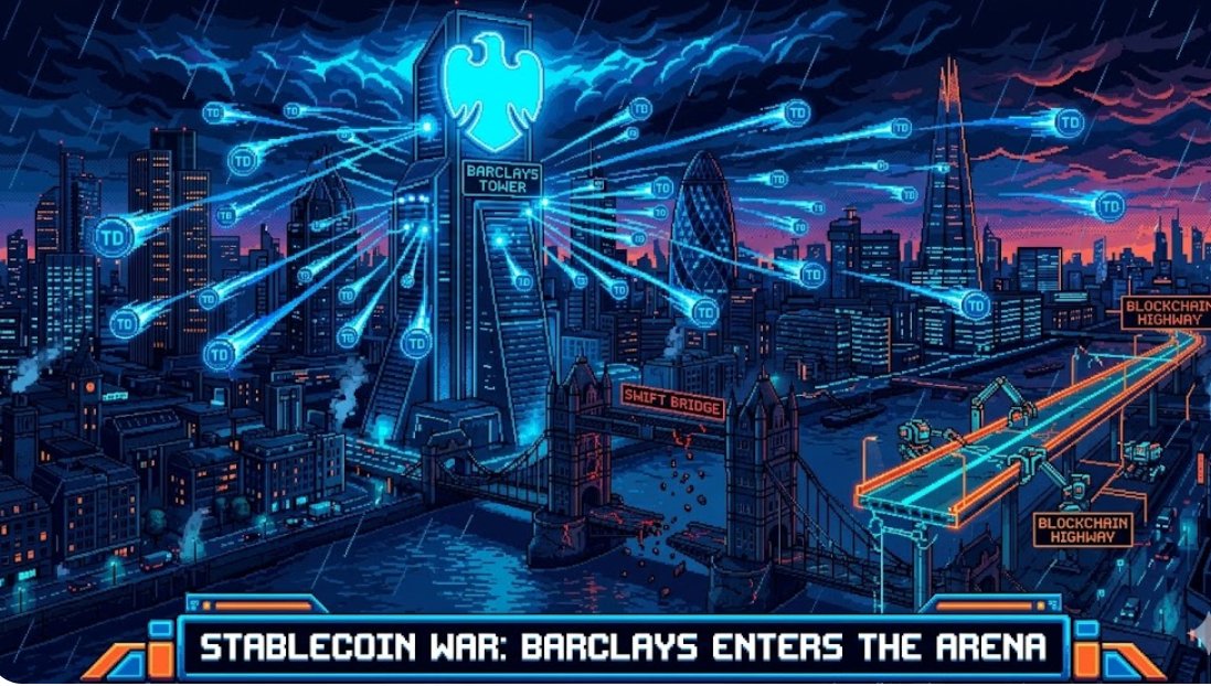 Barclays just joined the Stablecoin War. 

They’re building a blockchain platform to handle global payments, and they want it live ASAP. Why? Because stablecoin volume is headed for $50 Trillion and Barclays doesn't want to be left holding an empty bag of legacy wires.

This