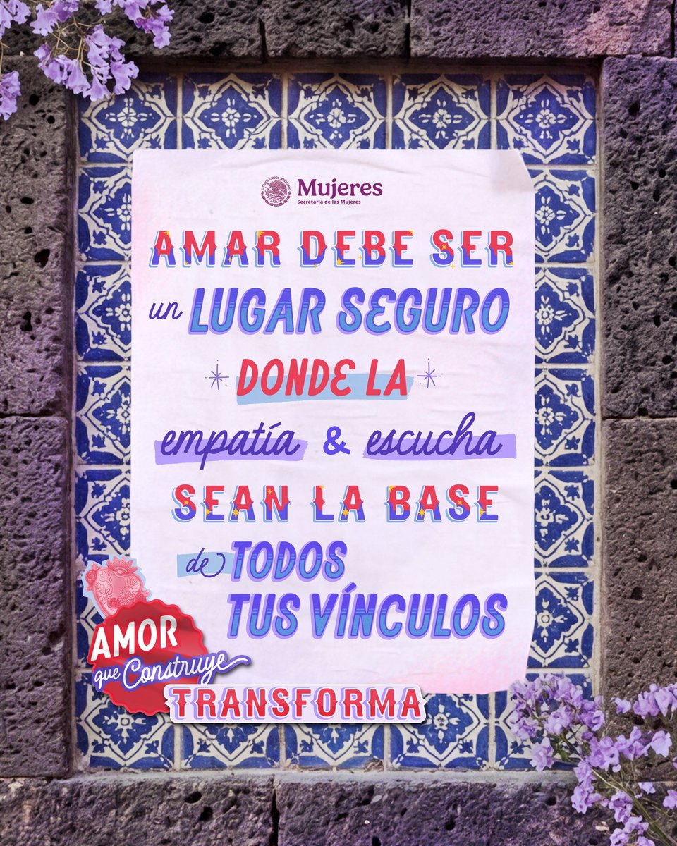 mujeresgobmx's tweet photo. El amor es el valor más poderoso, es una fuerza revolucionaria, de ternura y cuidado.
Desde la #SecretaríaDeLasMujeres hacemos un llamado a reflexionar sobre nuestros vínculos y a fortalecerlos desde la empatía, la escucha y el respeto.
Este febrero, #ElAmorTransforma. ❤️🔥✨ https://t.co/PFOL0R9Jlt