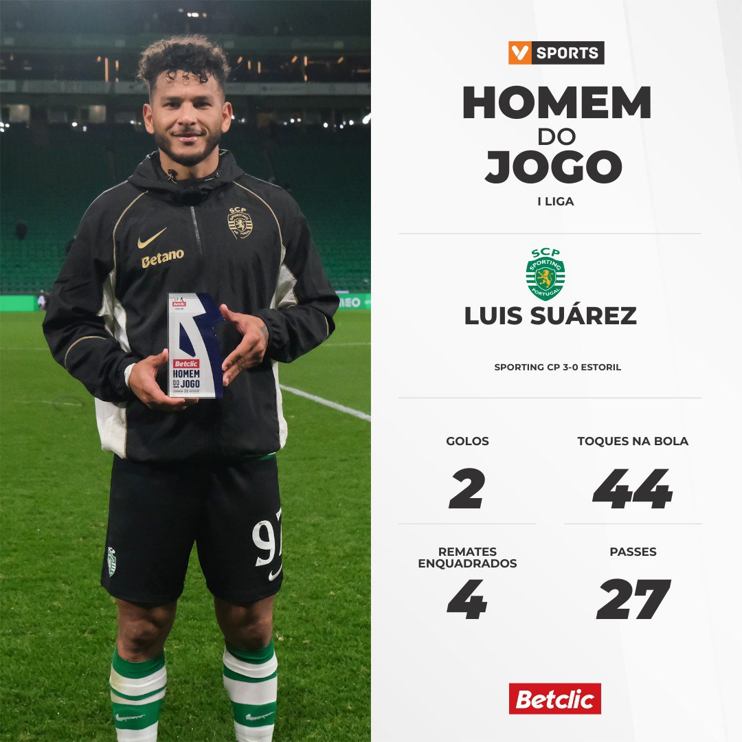 Sporting - Estoril (Liga 25/26 #24) | Luis Suárez foi eleito o "Homem do Jogo"

#LigaPortugalBetclic #VSPORTSLPBETCLIC #EPOCA2526 #JORNADA24 #SCPGDEP #SCP #GDEP