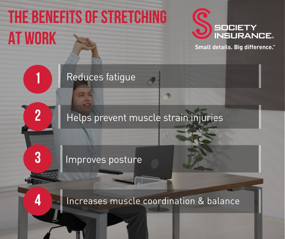 SocietyIns's tweet photo. Developing and implementing a stretching program for your business can help reduce employee injuries. Check out the demonstrations in this short video: https://t.co/AZzcWkXTfm https://t.co/qfdP3llmt1