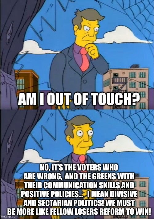 🚨 NEW: Some Ministers are sharing around a meme on WhatsApp comparing Keir Starmer to Principal Skinner from The Simpsons over his approach to the Green Party

[<a href="/thetimes/">The Times and The Sunday Times</a>]