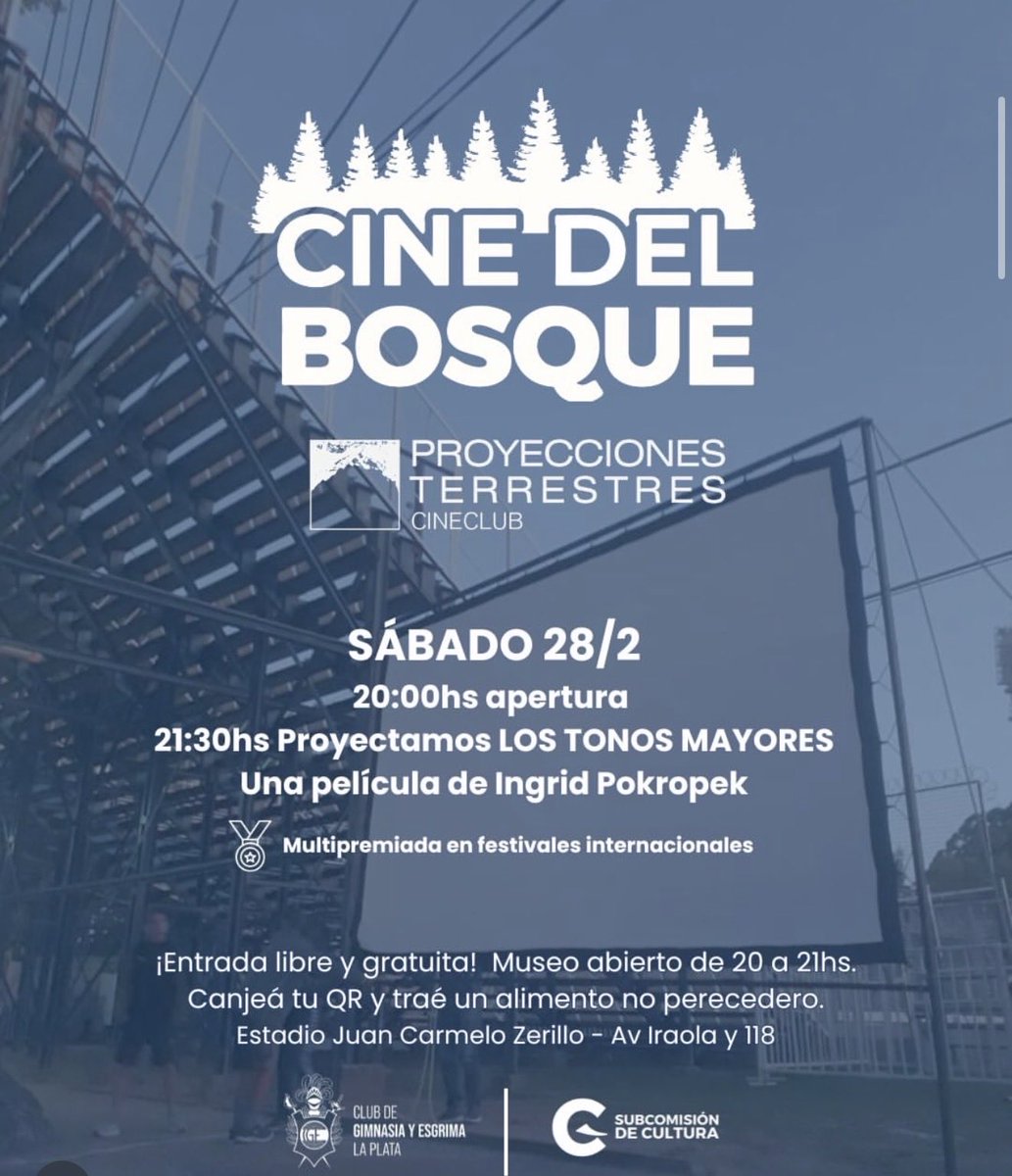 #GELP #CGE Mañana acércate al Bosque para disfrutar de la tercera fecha del cine.

La entrada es libre y gratuita. Asegurá tu lugar canjeando el QR, el link está en la biografía de <a href="/CulturaCGE/">Cultura CGE ✍🎼</a>.