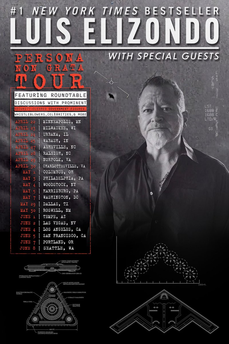 Tickets on sale now to come and be a part of a different conversation every night, where we’ll be filming the Persona Non Grata podcast live on stage with guests from the UAP, Government, Science and entertainment worlds. Look forward to seeing you all there!