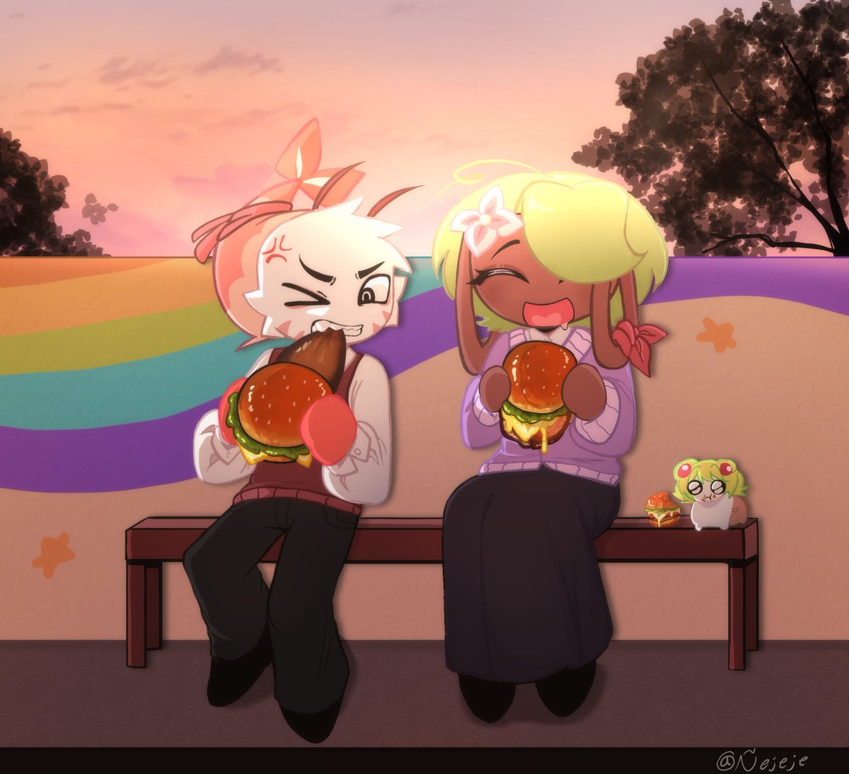 Bassie y Shrimpo tragandose una buena hamburguesa de la esquina ñam ñam #dandysworld #Bassie #shrimpo