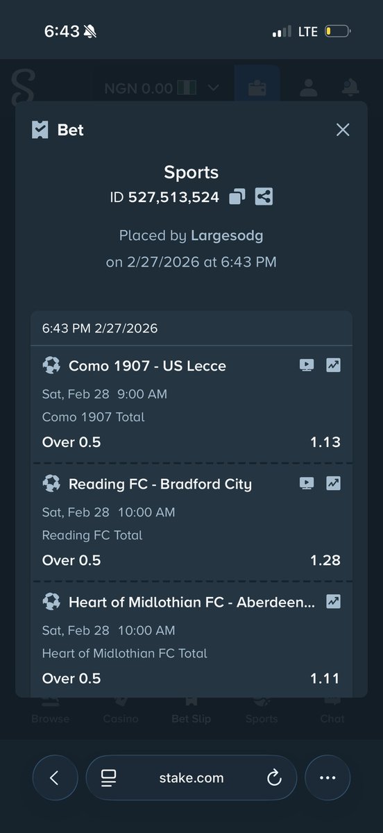 large_sodg's tweet photo. @_kennyblaze1391 Bet Id : 52751352

Username : Largesodg 

So close last week ..we go again this week 🤞 https://t.co/KFKaiLQ6qs