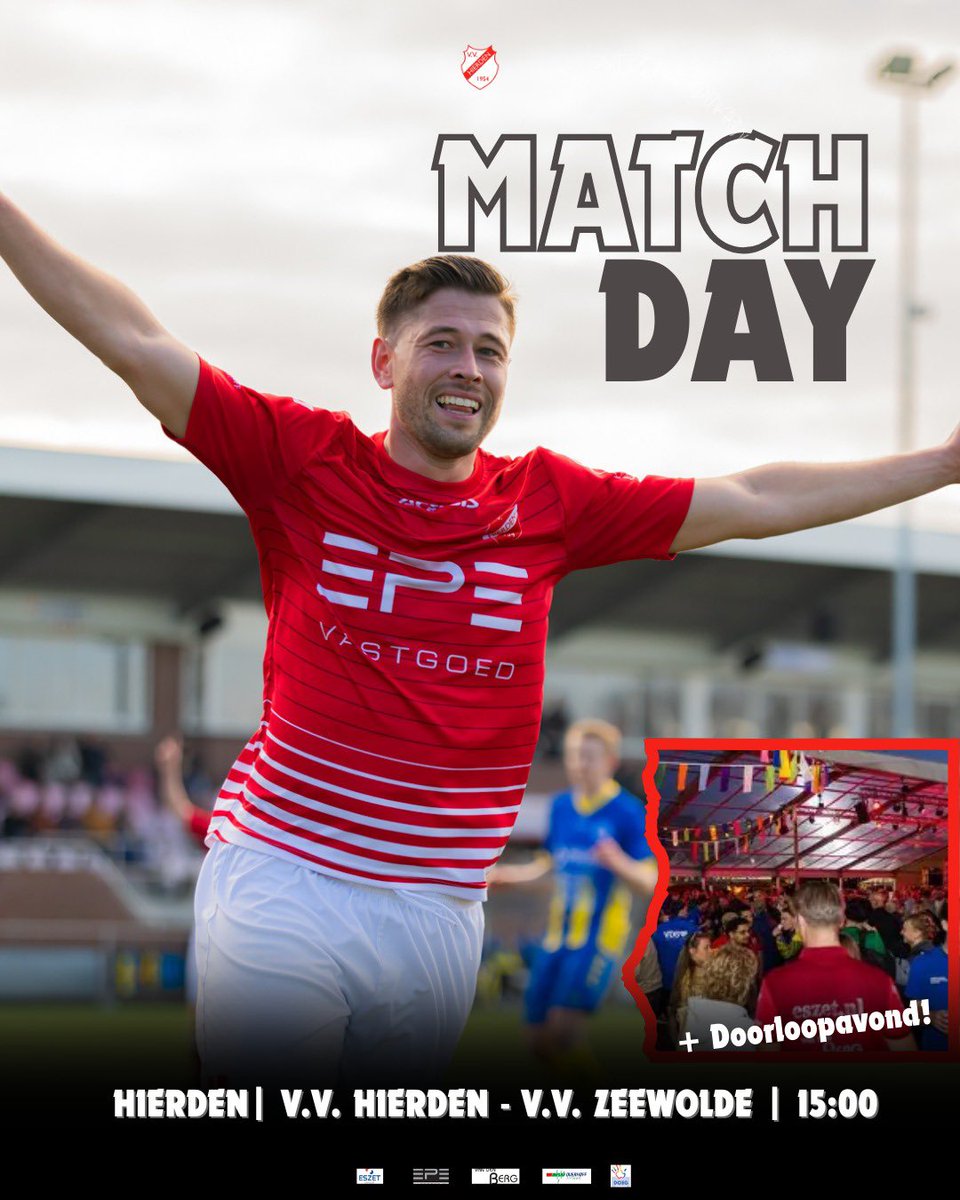 vvhierden's tweet photo. ⚔️ • 𝙼 𝙰 𝚃 𝙲 𝙷 𝙳 𝙰 𝚈

Na het succesvolle bekertreffen van vorig weekend gaat vandaag de competitie verder met een fraai affiche: v.v. Hierden - v.v. Zeewolde. De nummer zes van de ranglijst tegen de nummer vier. Bij winst passeren de Hierdenaren de bezoekers, bij winst voor de Zeewoldenaren wordt het gat vergroot naar vijf punten. 

Aansluitend aan de wedstrijd is er weer de altijd gezellige 𝗗𝗼𝗼𝗿𝗹𝗼𝗼𝗽𝗮𝘃𝗼𝗻𝗱 in onze sfeervolle kantine!

Komt dat zien! Wij zijn HIERDENAREN!❤️🤍