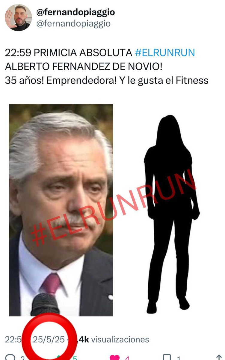 Fue primicia de #ELRUNRUN 25/05/25 
Para los copiones.