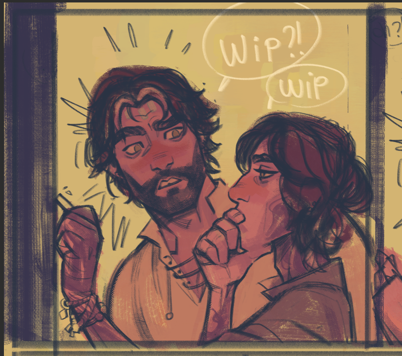 WIP: Almost done with the little Epilogue for Missing Years, and there's some silly post-finale stuff in it too eheh then I'm already working on more Jayvik stuff! Somebody help me I can't stop drawing them lmao