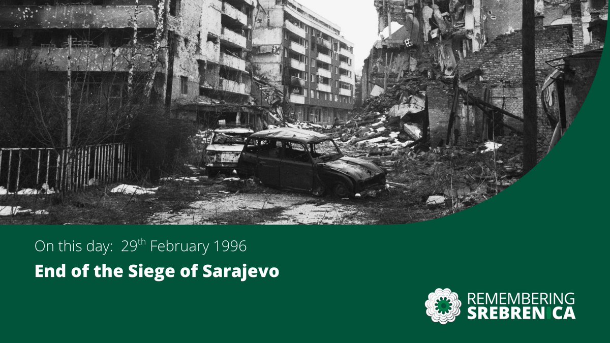#OTD at the end of February 1996, the Siege of Sarajevo came to an end after nearly 4 years.  Between 1992–95, the citizens of Sarajevo were subjected to daily shelling and sniper attacks, cut off from the rest of the world, and over 11,000 people were killed, of which 1,600 were