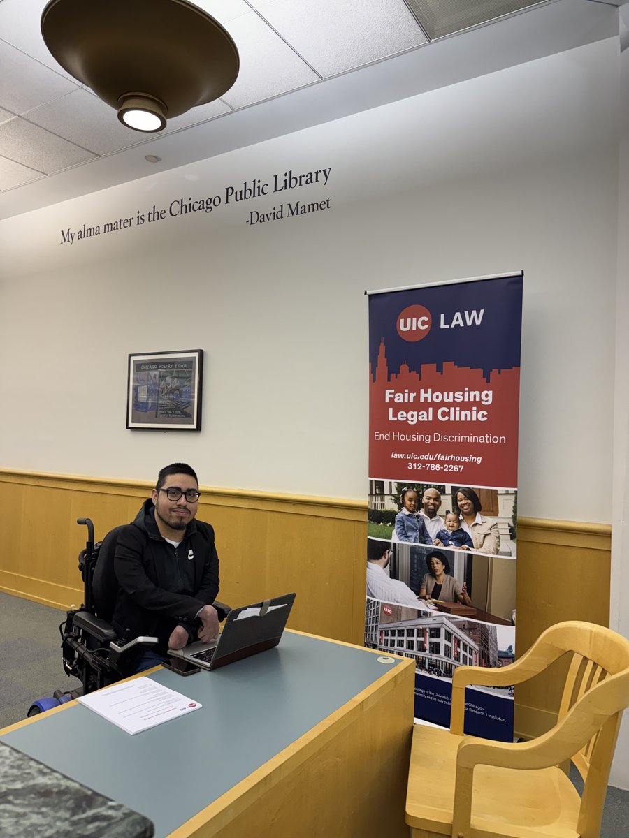 FairHousingCLC's tweet photo. 1/2 - Student Attorney Michael joined Attorney Meersman at Harold Washington Library @chipublib as part of our Clinic's partnership with CPL Cares. 
CPL Cares is a collective of social service agencies available weekly at Harold Washington Library Center. https://t.co/YgzZ5FubPh