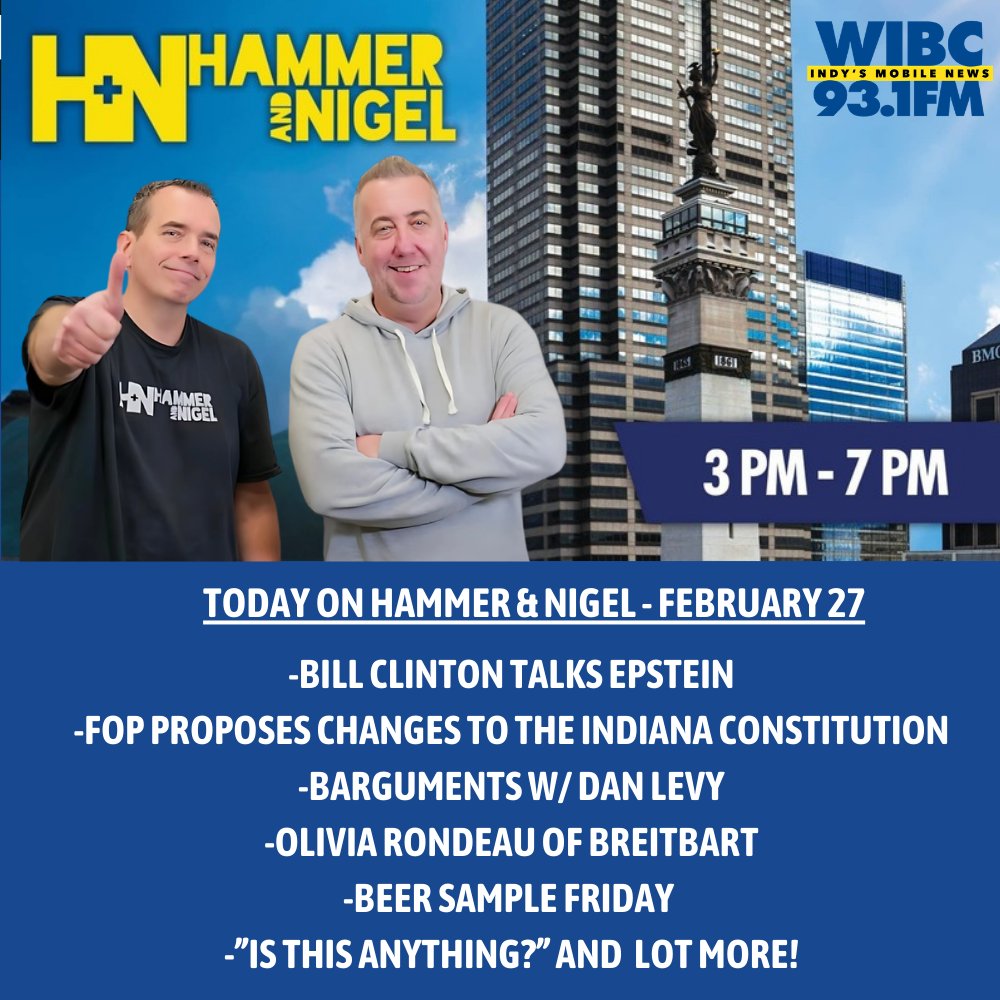 hammerandnigel's tweet photo. Let's have some fun today! Hammer is back and it's #BeerSampleFriday. Multiple contests for tix too. @93wibc
-@bassonair w/ BARguments at 3:35
-@rondeaulivia of @BreitbartNews at 5:33 https://t.co/ZDXzK8jFHI