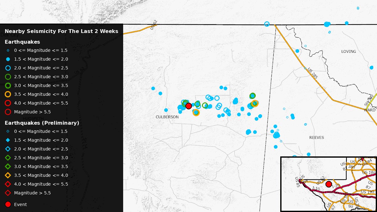 TexNetQuake's tweet photo. 🚨#TexNet - Updated Info for M >= 3 Seismic Events in Texas🚨
Date: 2026-02-27 19:15:00 UTC
⏱️Local time: 2026-02-27 13:15:00
Mag: 3.1
Loc: Culberson County
Status: Preliminary
📄More info: https://t.co/86aZAnyc3t
#Earthquake #EarthquakeAlert #TXQuake https://t.co/C3BJhTU7EP