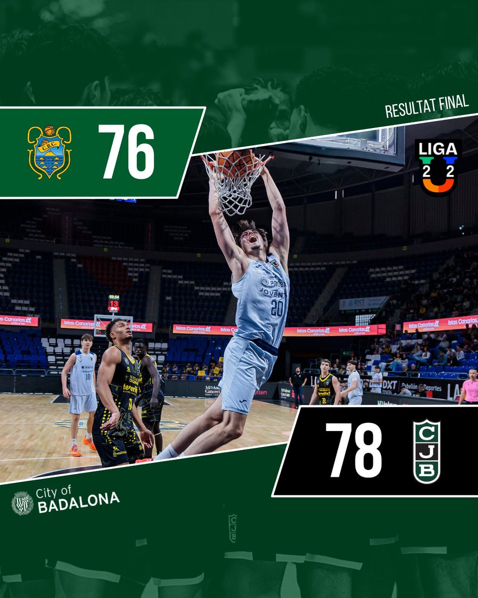 🎉 𝐅𝐈𝐍𝐀𝐀𝐀𝐋! Ja tenim aquí la 𝗽𝗿𝗶𝗺𝗲𝗿𝗮 victòria de la segona fase!

<a href="/FundacionCBC/">Fundación CB Canarias</a> 76-78 <a href="/Penya1930/">Club Joventut Badalona</a>

🎯 Adrián Torres: 22 punts

<a href="/Liga_U22/">Liga U</a> 

#SomElBressol #CityOfBadalona