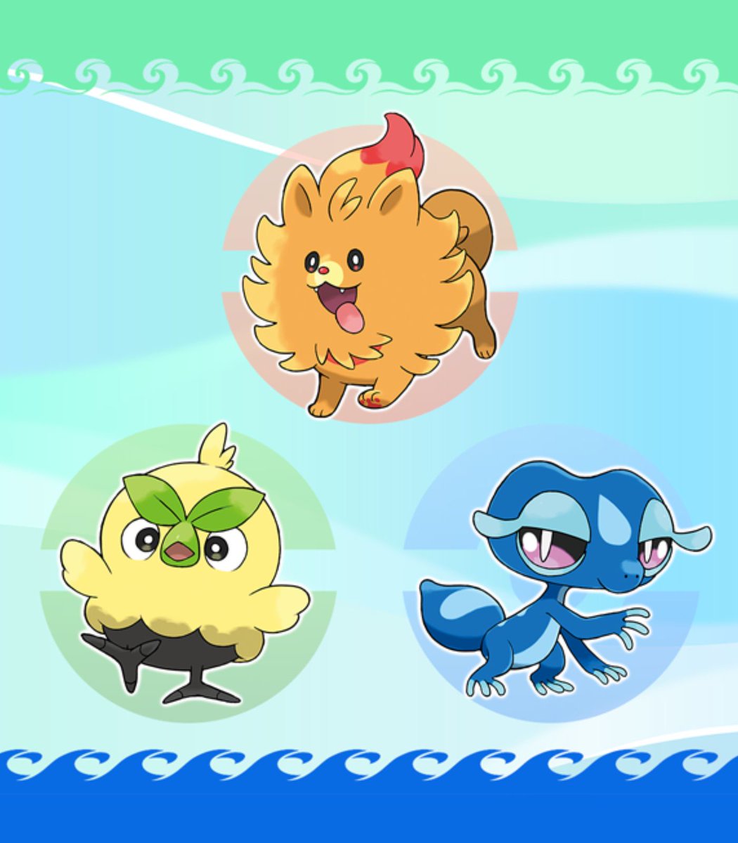 Gusx1's tweet photo. ¡Nuevo juego Pokémon que se va a llamar Winds and Waves! 
Mucho mar y mucha brisa en un archipiélago tropical.

Estos son los nuevos starters.
Tienen muy buena pinta 👏

#PokemonWindsWaves #PokemonDay #Pokemon30 #pokemon #WindsWaves https://t.co/ux9SwzLUOd