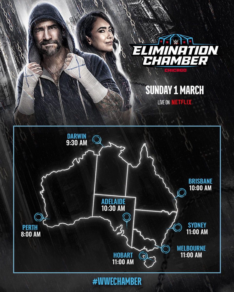 WWEAustralia's tweet photo. Where will you be tuning in from? 👀🇦🇺

#WWEChamber streams LIVE this Sunday on @NetflixANZ! 🔥 #WWEAustralia https://t.co/GWKDfDEZ0M