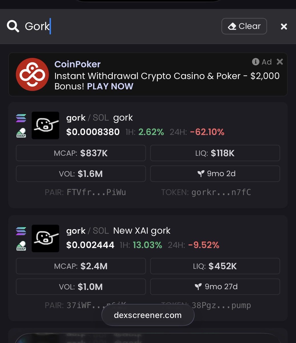 If you search for Gork on dexscreener we are the first btw ;)