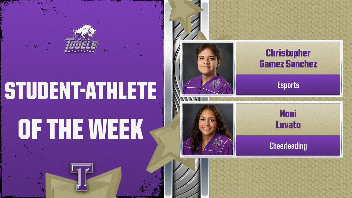 TooeleAthletics's tweet image. Congrats Christopher Gamez Sanchez &amp;amp; Noni Lovato! 🏆 Chris: Strategic Esports leader. Noni: Senior cheer leader with heart. Sponsored by Burger King &amp;amp; Premier Athletics. #StudentAthleteOfTheWeek #HerdOfChampions #GoBuffs