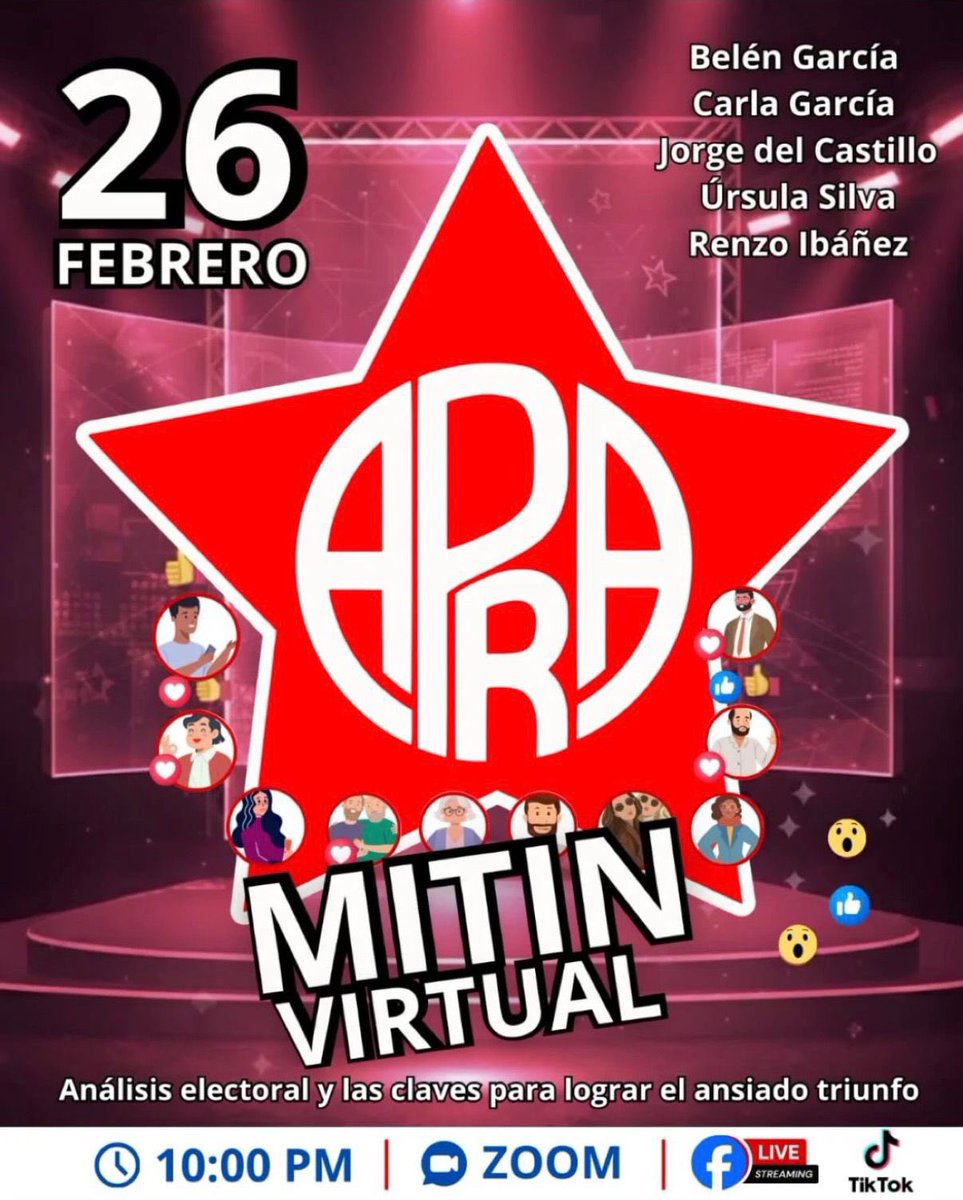 Alan debe estar revolcándose en su tumba. A esto ha llegado el APRA, a hacer mítines virtuales. 🤣