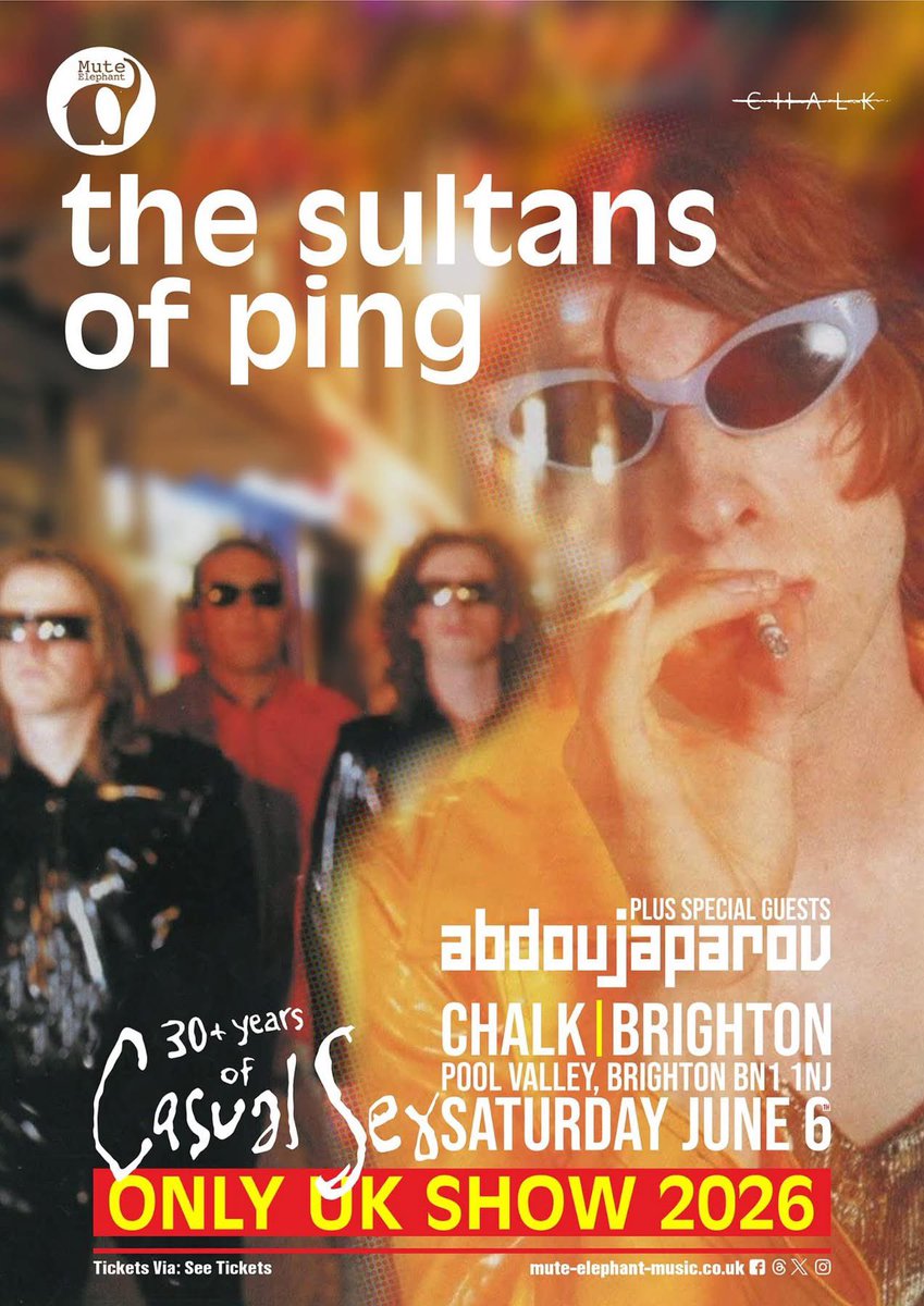 Confirmed now as the only UK Show in 2026 - tickets are going quickly for #SultansByTheSea

Saturday 6th June

Brighton Chalk

With Special Guests
Abdoujaparov

Don’t miss out!