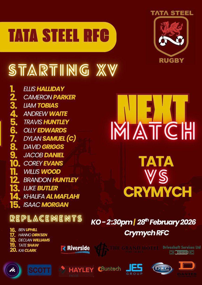tatarugby's tweet photo. ๐ฃ TEAM ANNOUNCEMENT ๐ฃ
๐ Crymych RFC
๐ Crymych RFC
๐
Saturday 28th February
๐ 2:30pm
#TataRugby #SCOW #WRUChampionshipWest https://t.co/I7zwePOqSh
