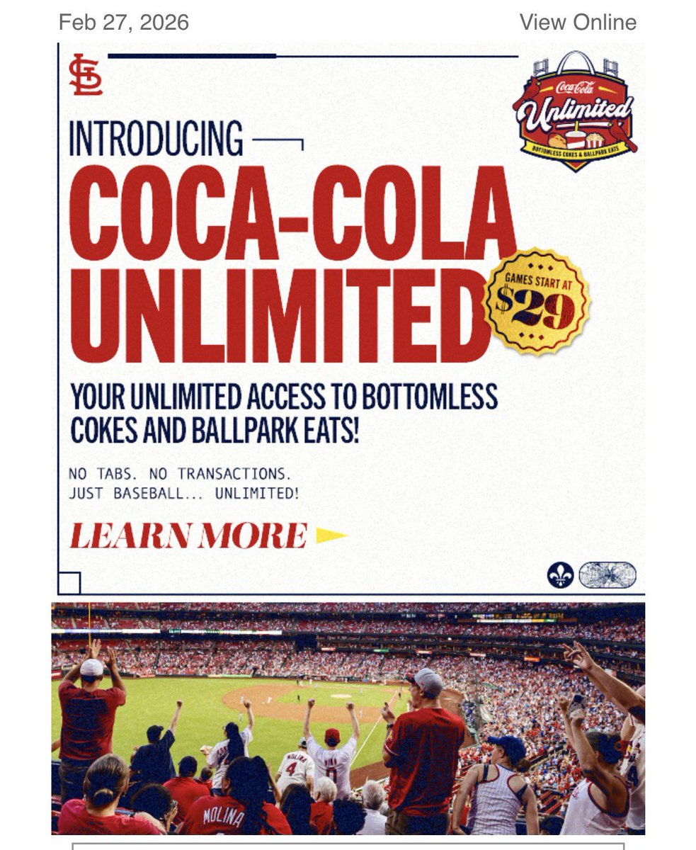 There hasn’t been unlimited coke at Busch memorial stadium since Whitey traded Hernandez.