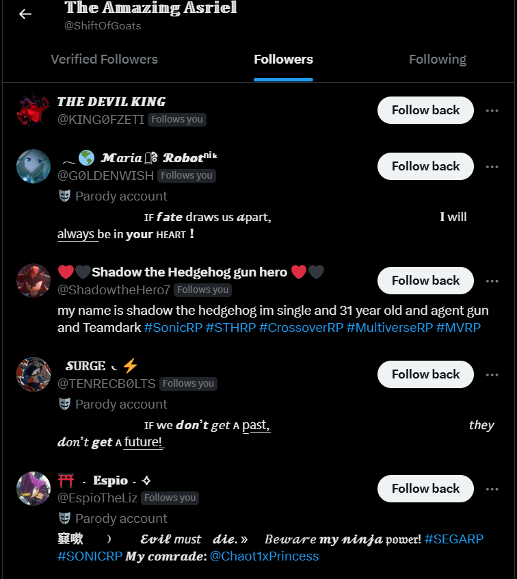 ShiftOfGoats's tweet photo. [🌈] Okay so like, where are all these Sonic muses coming from? I don't mind new followers, not at all I just find it funny that it's ALL sonic verse peeps. https://t.co/HzsqK9eWqz