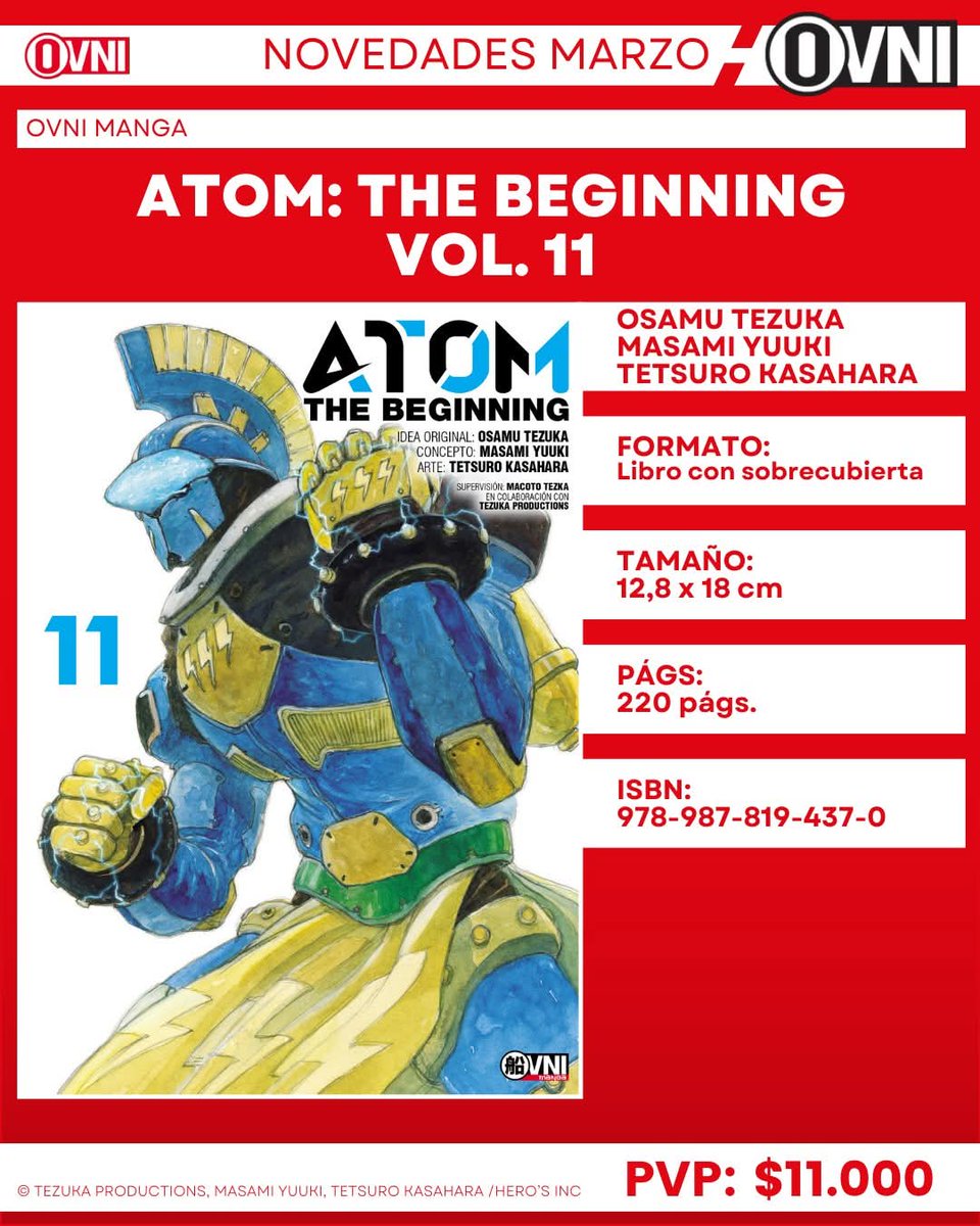 ovnimanga's tweet photo. [ADELANTO] El viernes 6 de marzo llegarán a las tiendas:

ATOM: THE BEGINNING VOL. 11

EL HORROR DE DUNWICH VOL. 1 (DE 3) y TOKYO GIRLS VOL. 7 (DE 9) de #planetacomicar 
 
¡Encargalos ya en tu tienda amiga!📚✨

#ATOM #Lovecraft #TokyoGirls #OvniManga #manga https://t.co/ZB6cjHN36q