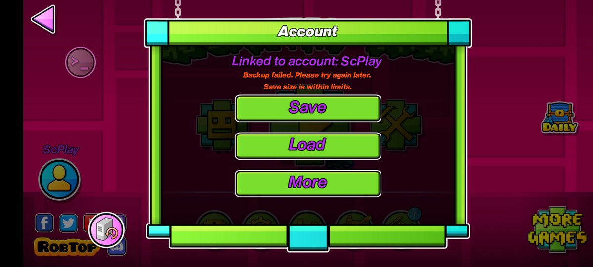 scplayofficial's tweet photo. Hello!
I have a question to peoples who uses Geode (version 2.2081):
Is saving system works alright? I can't save my progress in Geode even with Safe Mode. + I waited 2 days and it still the same. In basic GD i can save my progress without problems...

#GeometryDash #help https://t.co/HSCtGfLrgP
