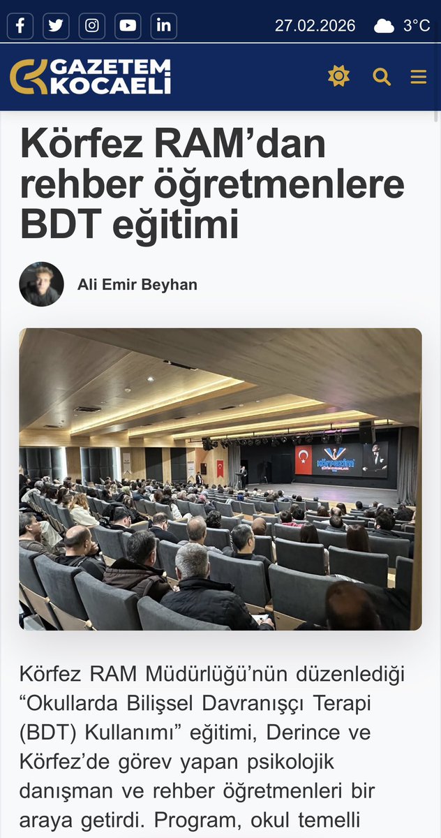 arel_aday's tweet photo. Körfez RAM'dan rehber öğretmenlere BDT eğitimi https://t.co/ET5Jz8BcIo @GazetemKocaeli aracılığıyla https://t.co/skNthLhqZD