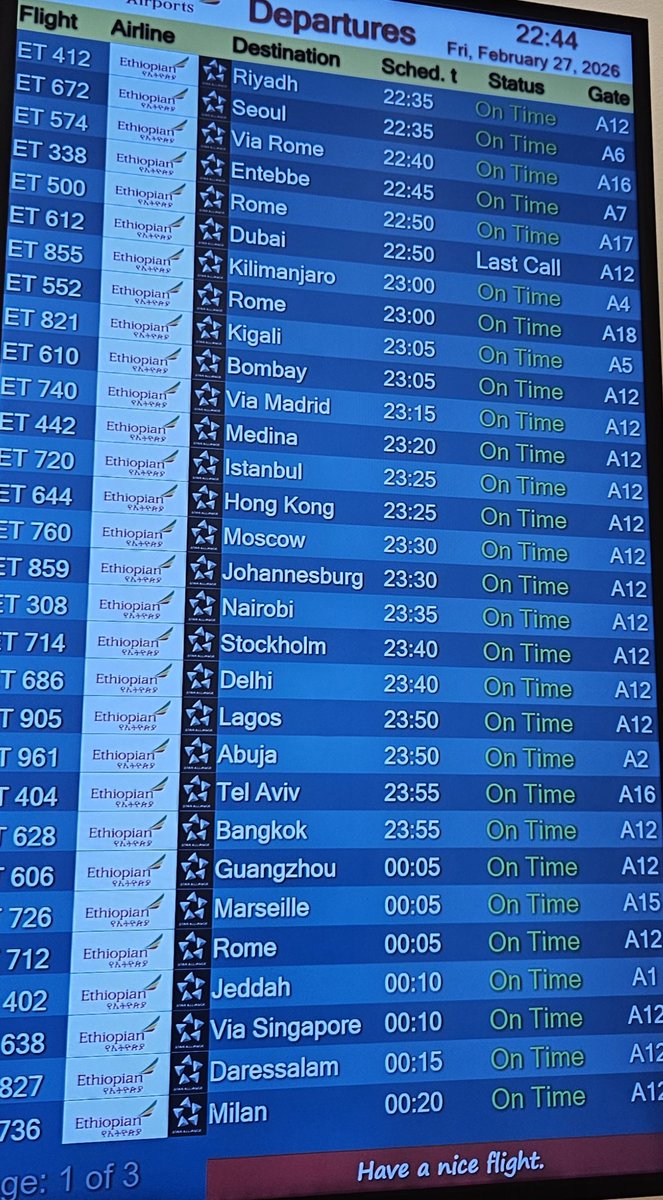 AndreaGiuricin's tweet image. È impressionante come #AddisAbeba sia diventato un #hub globale.
I voli sono davvvero per tutto il mondo e presto, con il nuovo aeroporto da 100 milioni di passeggeri, potrà espandere ancora di più il proprio network.
La competizione nel mondo aereo è sempre più globale.