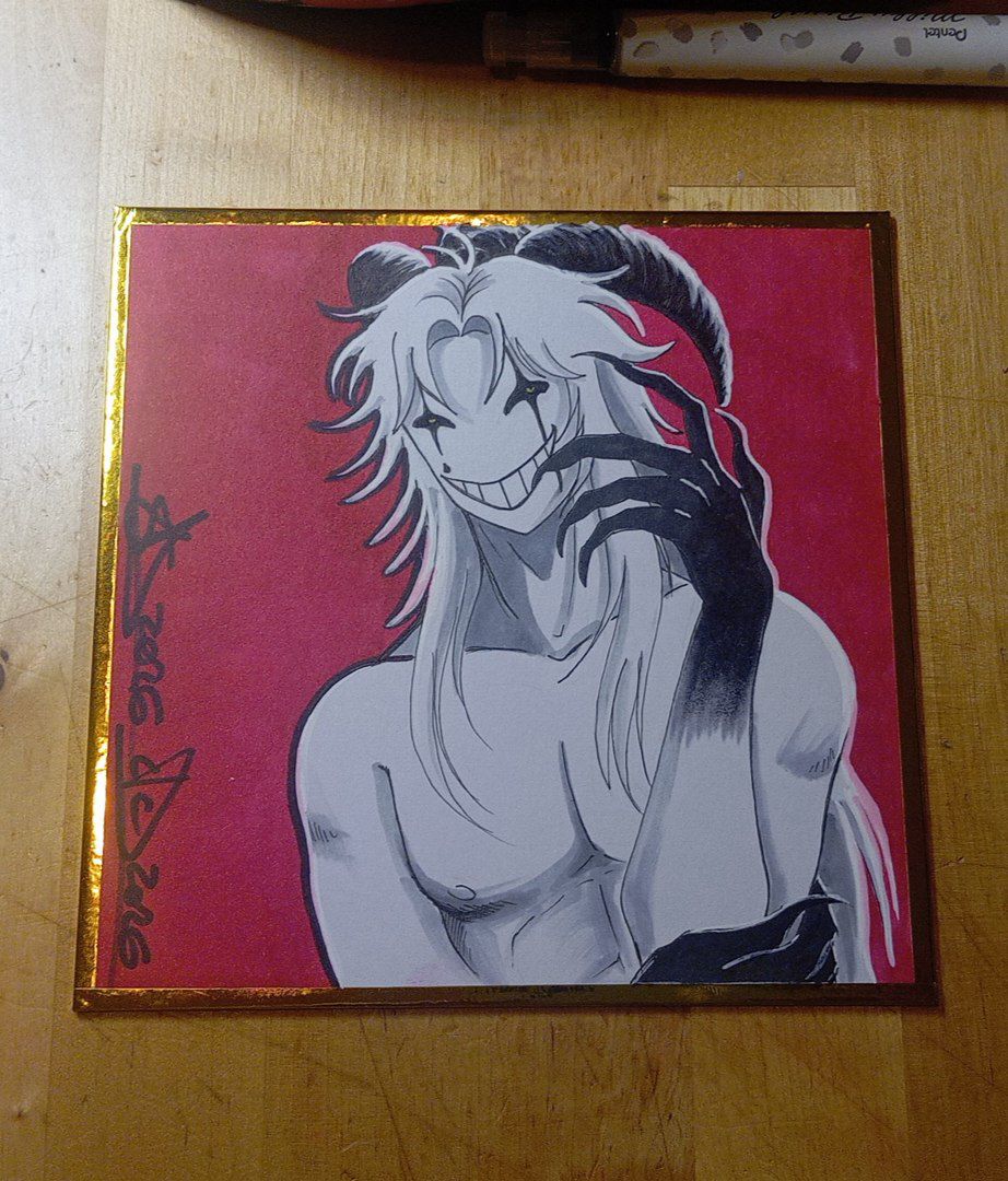 Liberadicreare's tweet photo. #shikishi  a tema #thefreakcircus un game horror 🖤
#liberadicreare 
#pierrot
#tfc
#game https://t.co/vqMGl52duk