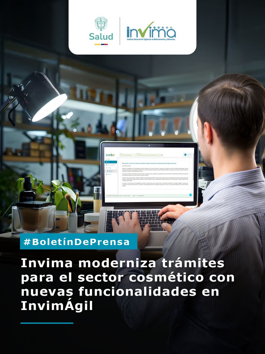 BoletínDePrensa
El Invima informa que habilitó en InvimÁgil nuevas funcionalidades gratuitas y 100% en línea para el sector cosmético, orientadas a agilizar trámites, fortalecer la trazabilidad y optimizar la gestión sanitaria.
Consulta aquí:
invima.gov.co/blog/sala-de-p…
<a href="/MinSaludCol/">MinSalud Colombia 🇨🇴</a>