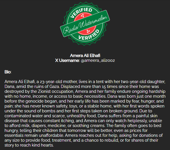 🚨Campaign manager needed🚨

Amera Ali Elhafi's Family
#VerifiedByRadioWatermelon 
If anyone can help by opening a campaign
It would be a tremendous help to this family