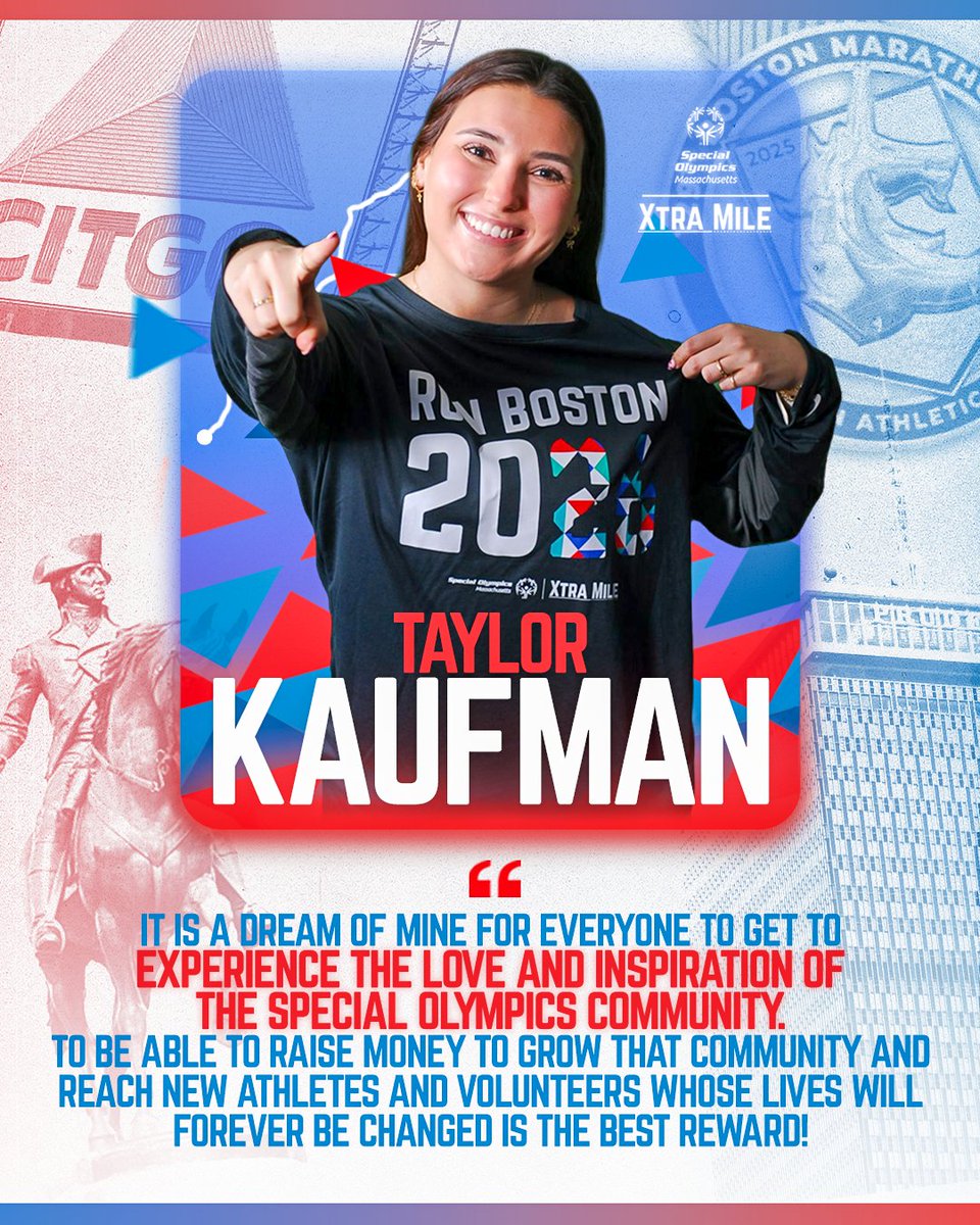 SpOlympicsMA's tweet photo. Taylor Kaufman continues to go the Xtra Mile year after year!๐โโ๏ธโโก๏ธ
Through every mile she runs, Taylor is helping grow this community and change lives across Massachusetts!โค๏ธ
#SpecialOlympicsMA #ChooseToInclude #XtraMile #RunBoston #BostonMarathon https://t.co/hSNU5XBNzu