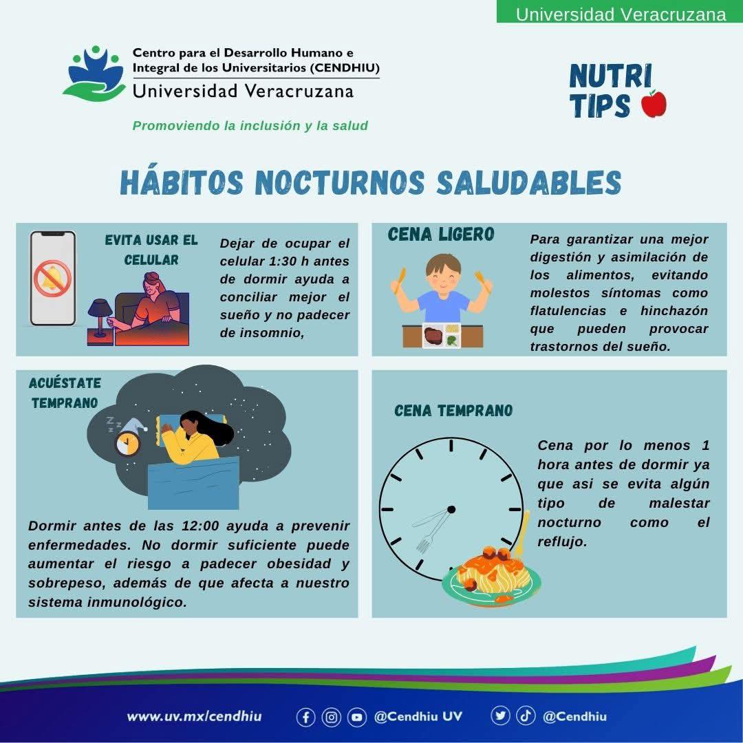 💚💙#EgresadoUV el Cendhiu UV  nos comparte las siguientes recomendaciones para mejorar la calidad del sueño y cuidar la salud. 💤😴
Y tú, ¿cuáles llevas a cabo? 
#UV_Saludable