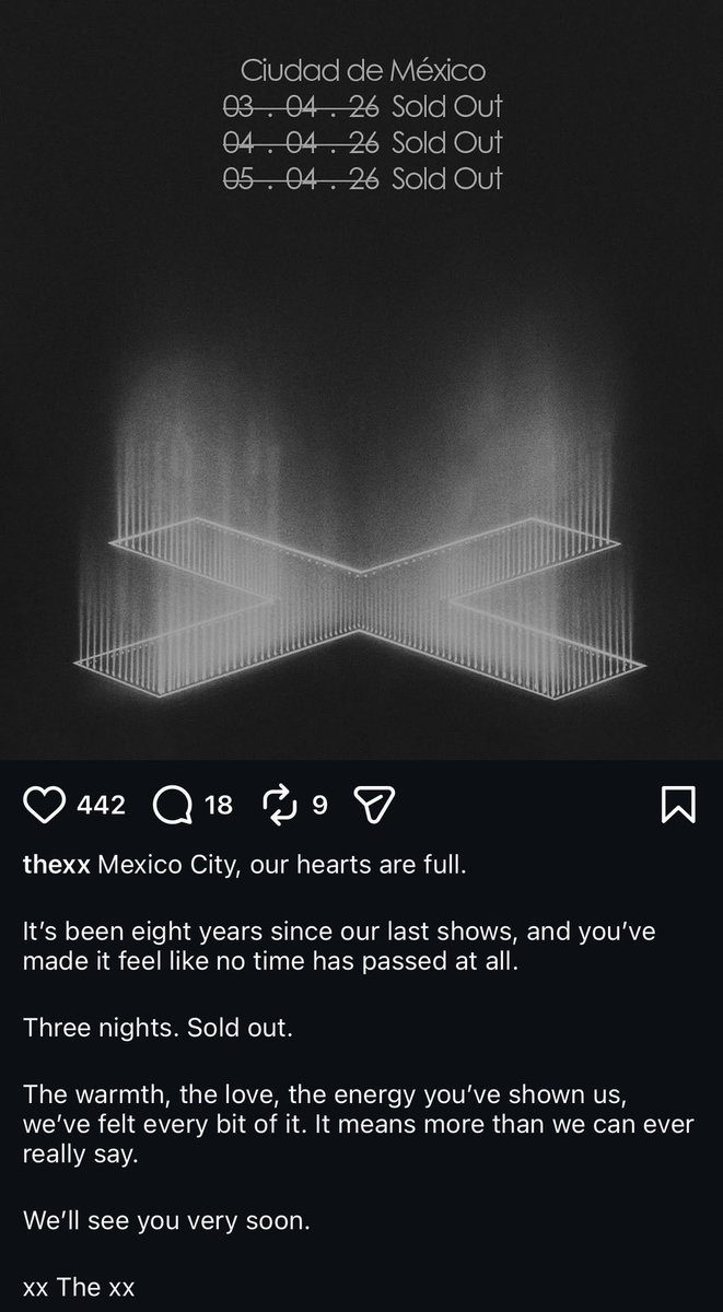 🚨Las 3 fechas de The XX fueron rápidamente agotadas… En poco más de un mes será México quien vea sus primeros conciertos después de 8 largos años!!!
