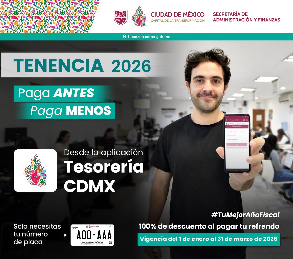 Finanzas_CDMX's tweet photo. Realiza tu pago en línea de manera fácil y segura💳📲
Solo necesitas ingresar el número de placa en nuestro portal.🚗
Paga desde donde estés, #SinFilas y sin complicaciones.
🔗: https://t.co/2wSMBT4Ddl
#PagaAhoraPagaMenos #LaSAFContigo https://t.co/RK0kfCNh7n