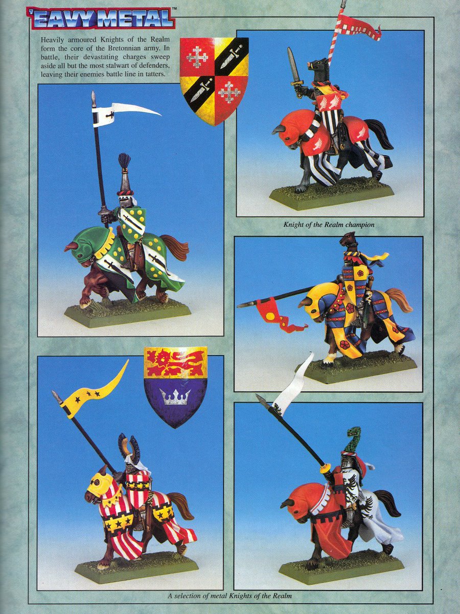 OldHammer95's tweet photo. Spot of Bretonnia action this Friday evening. We've got Knights of the Realm, plus the absolutely insane Bretonnian display from Games Day.

#warhammer https://t.co/k0vbEWOXEN