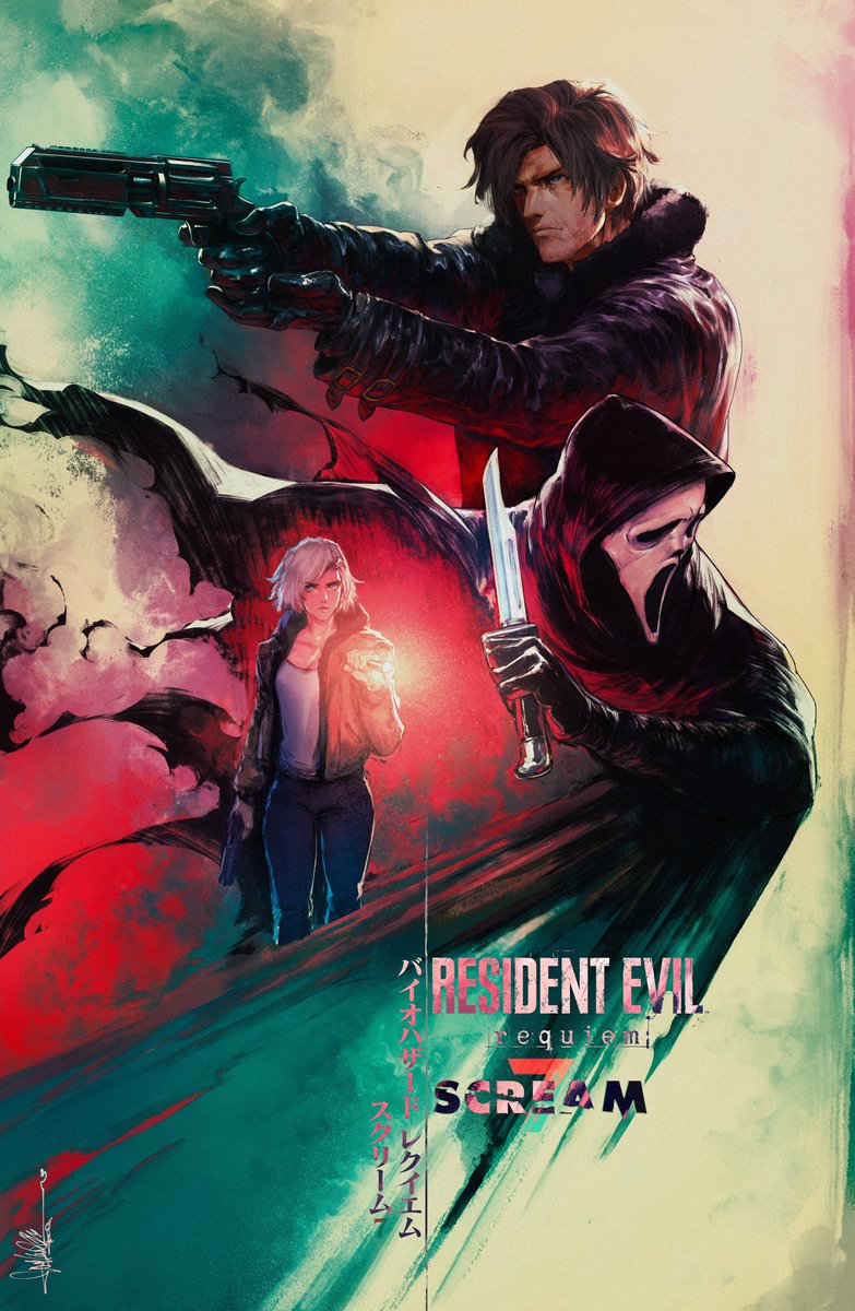 ⚡️RESIDENT EVIL REQUIEM x SCREAM 7 🔪

THE GAME IS FINALLY OUT!! 

Ghostface x Leon is a collab for the history books!

Both amazing franchises sharing the same release day today and it's so fitting that I did promo art for Scream 6! 

The game and film are both out now so I hope