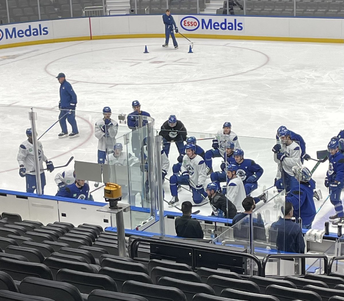 as noon #Canucks practice begins, no Tyler Myers on the ice at Rogers ...