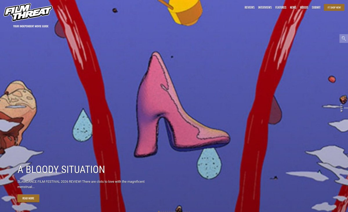 FilmThreat's tweet image. “Ms. Moodswings is a towering clot of menstrual blood, with many eyes circling the wide base of her head.” Michael Talbot-Haynes reviews the @Slamdance short A Bloody Situation.
filmthreat.com/reviews/a-bloo… #Slamdance #FilmThreatSlamdance #Slamdance2026