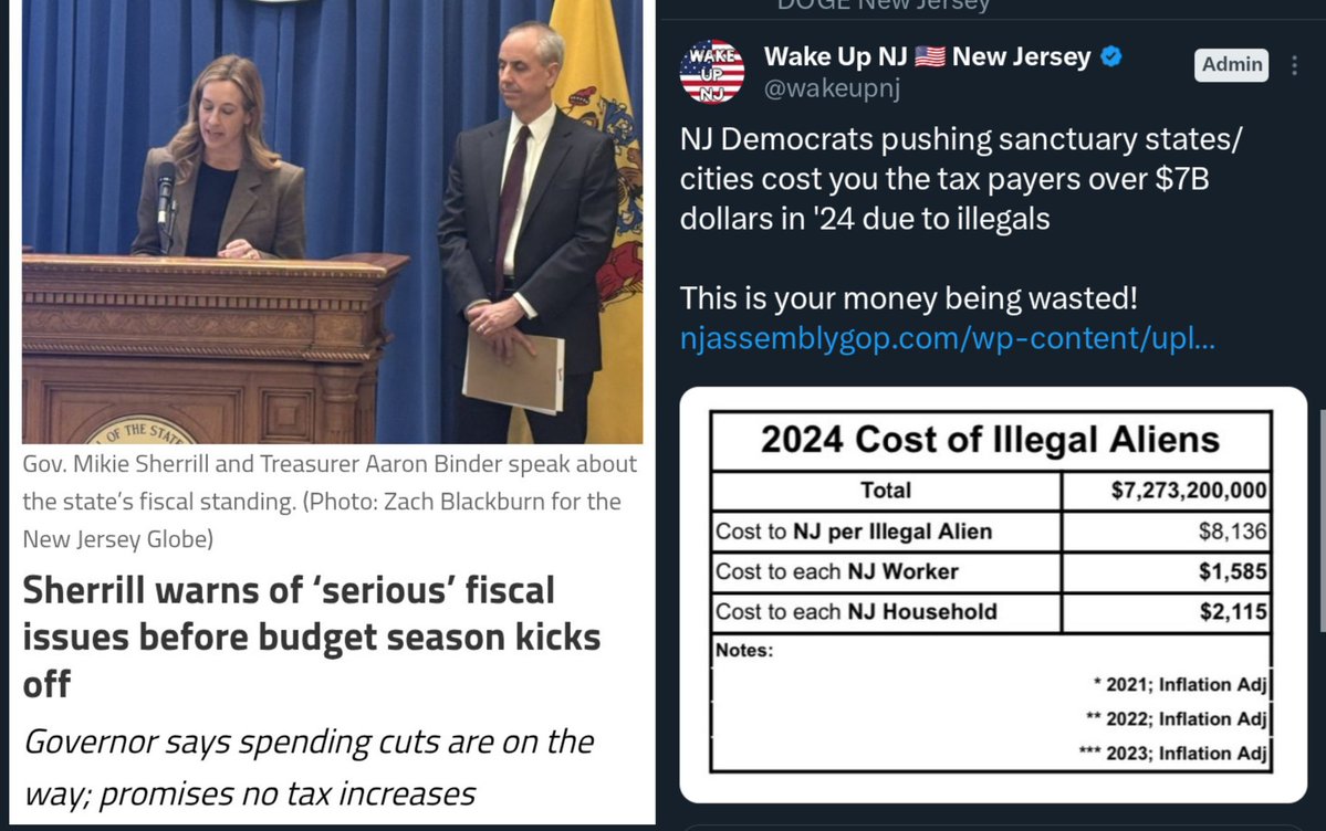 wakeupnj's tweet image. Heya Mikie Sherrill and New Jersey Democrats/Progressives/Liberals, want to save over $7 Billion a year here!?

Deport the illegals you waste our tax dollars on, 

That would fix the $3B dollar hole fiscal crisis you dug us into pushing shit like sanctuary cities/state