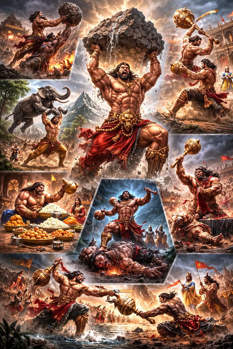 हाँ, भीम अत्यधिक बलशाली थे—यह बात महाभारत में बार-बार स्पष्ट होती है।

🏹 भीम की असाधारण शक्ति क्यों मानी जाती है?

भीम पांडवों में शारीरिक बल के प्रतीक थे। उनके बल के प्रमुख कारण—

1. वायुपुत्र

भीम को वायु देव का पुत्र माना गया है, इसलिए उनमें अपार शारीरिक शक्ति और सहनशक्ति थी।