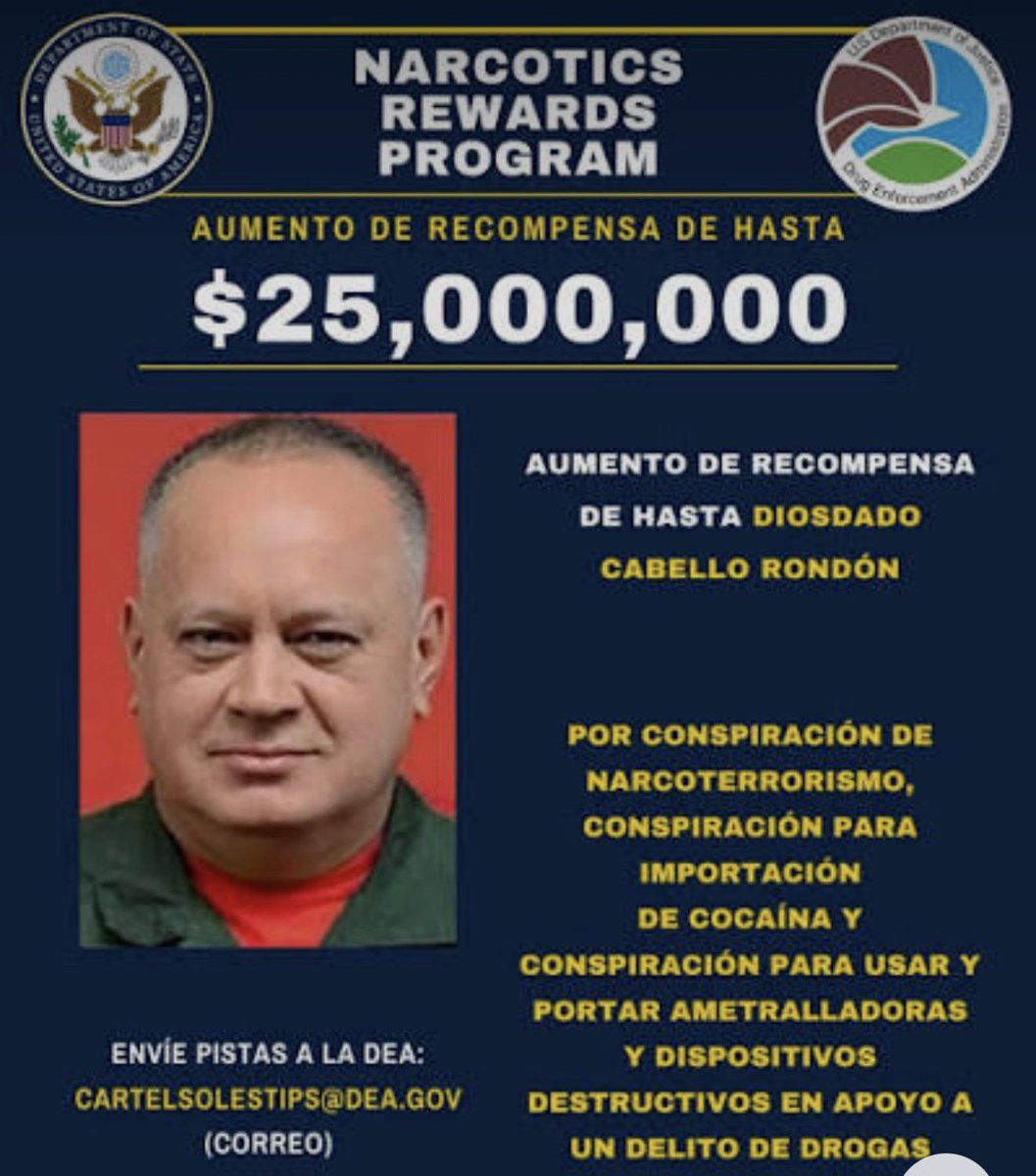 🇺🇸🇻🇪 ¡ULTIMÁTUM DE TRUMP!  
Le preguntan si quiere ver a Diosdado Cabello tras las rejas en EE.UU. enfrentando cargos por narcotráfico.  
Respuesta del presidente:  
“Le echaremos un vistazo.”  

El mensaje más frío y letal.  
Diosdado tiembla. La cúpula del régimen siente el