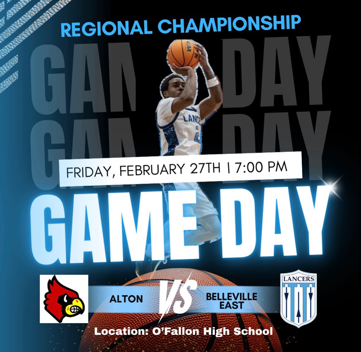 Next step in the Postseason for Boys Basketball tonight as they take on Alton in the Regional Championship game!! 7pm @ O’Fallon High School! Get there and show out Lancer Nation!!
