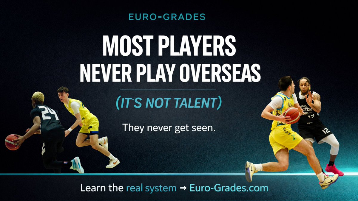 Most players don’t fail because of talent — they fail because they never get seen; learn how to actually play overseas in 2026: euro-grades.com/how-to-play-ba…

#Basketball #OverseasBasketball #EuroBasket #PlayOverseas #ProBasketball #Hoopers #BasketballRecruiting #GetSeen #FIBA