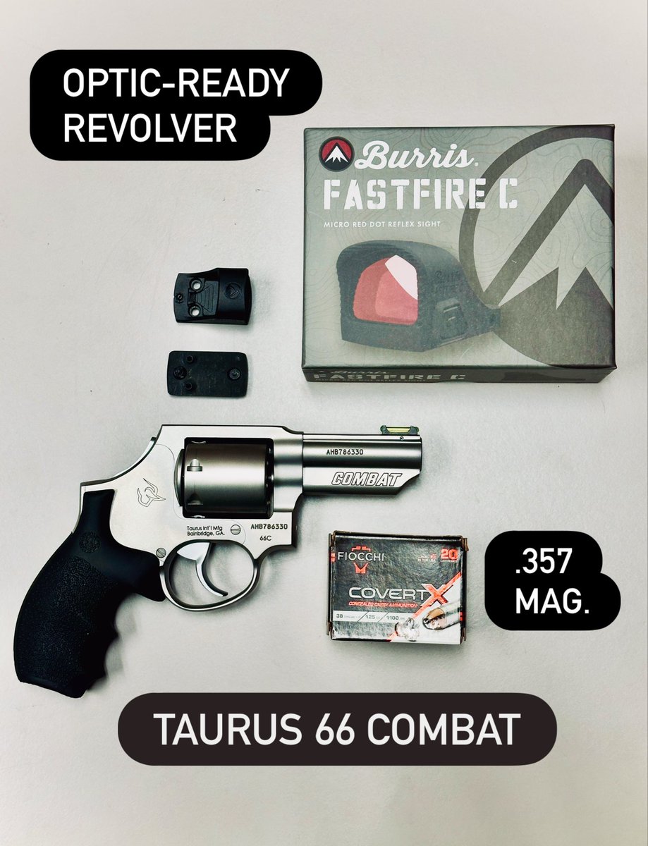 GunsAndAmmoMag's tweet image. Taurus 66 Combat .357 Magnum / Burris Fastfire / Fiocchi CovertX. Would you #EDC a #revolver with a #reddot optic mounted?